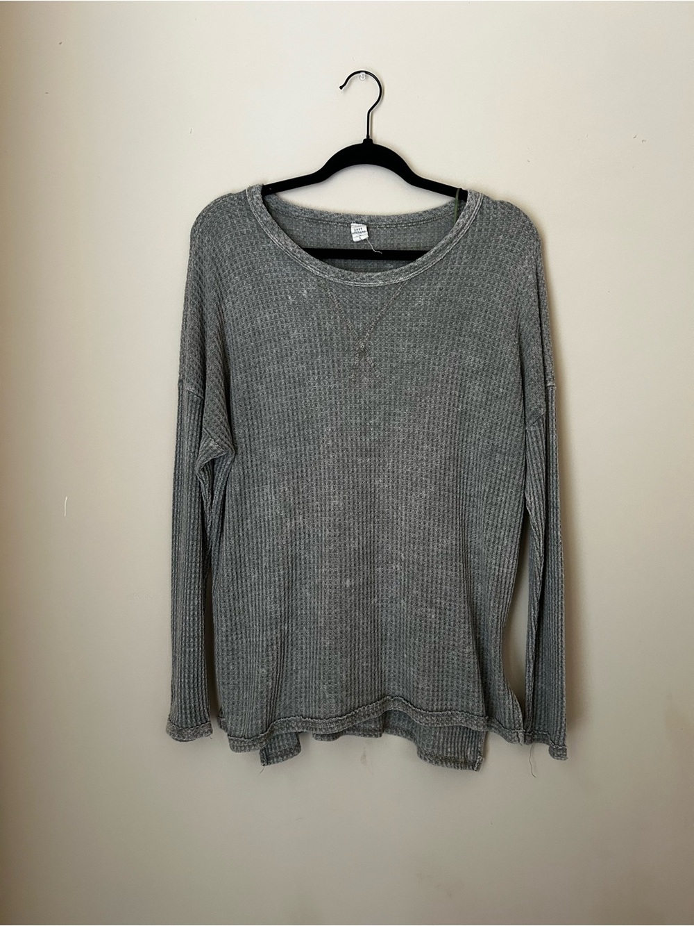 Women’s Waffle Crewneck Long Sleeve Sweater - Gray